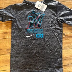 Nike Gray Miami Marlins Tee with Blue and Red Accents